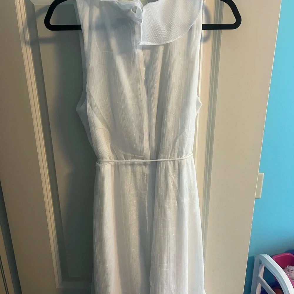 White Ruffled Wrap Mini Dress for Weddings - Picture 2 of 2